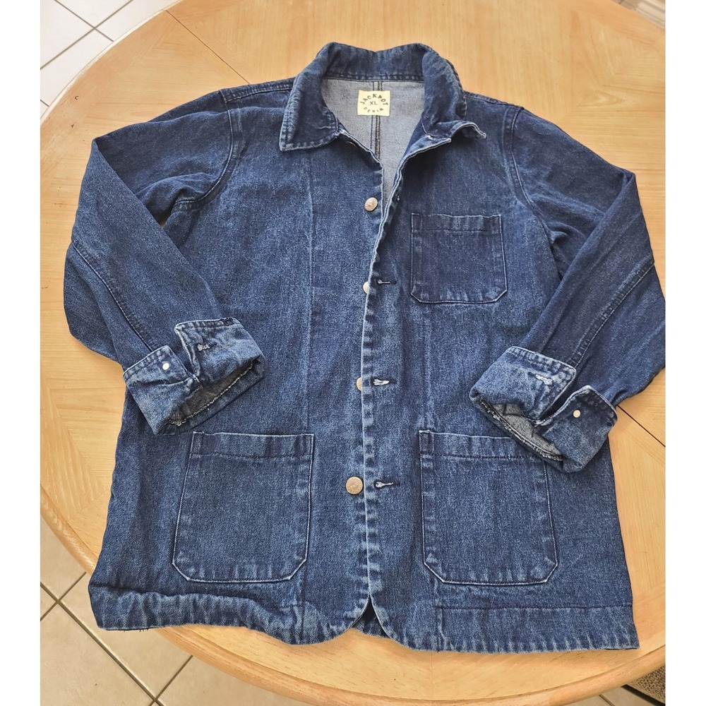 Jackpot Denim Chore Coat Womens XL Blue Good Oversized Y2K Boyfriend Fit Utility